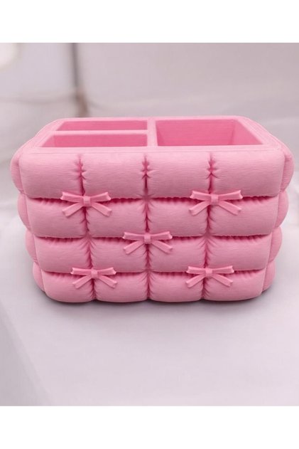 3D Printed-Quilted Bowknot Aesthetic Makeup Organizer–Brush & Cosmetic Organizer