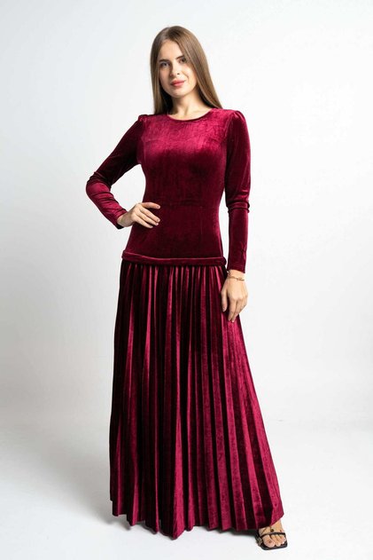 Women's long-sleeve plain high-waist maxi dress