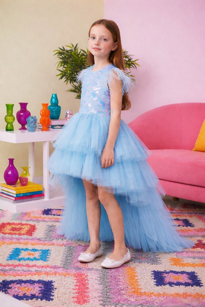 Sparkly Sequined Trailing Girls' Evening Dress, Birthday, Special Occasion, Wedding, Graduation