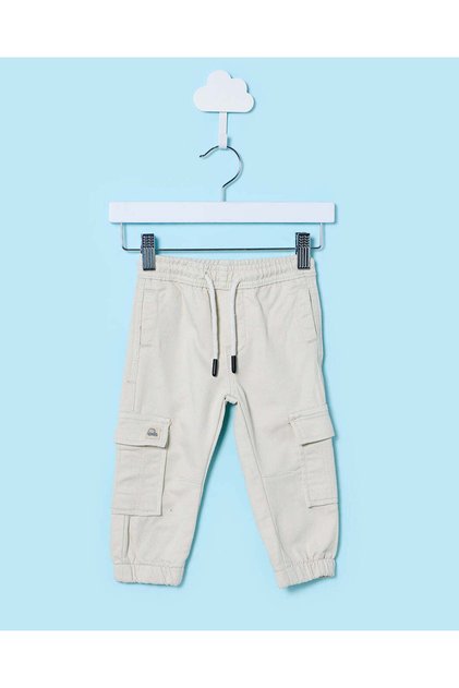 Infant Boys Beige Cargo Knit Denim Pants