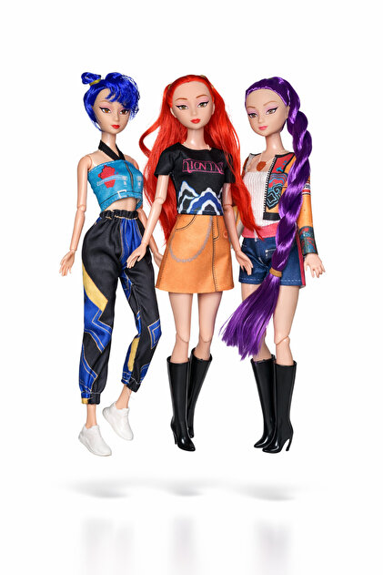 Set de 3 păpuși muzicale 32 cm Kpop Demon Hunters / K-pop Demon Hunters - ținute colorate