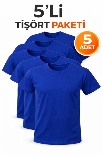 5-Piece Men's Basic T-Shirt Set – Cotton Regular Fit Casual Comfortable T-Shirts