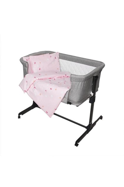 5-Piece Crib Bedding Set Eva 90x50 cm 100% Cotton Ranforce Butterflies Pink