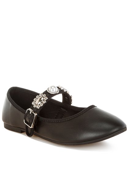 Women Charms Embellished Flat Mary Janes In Black