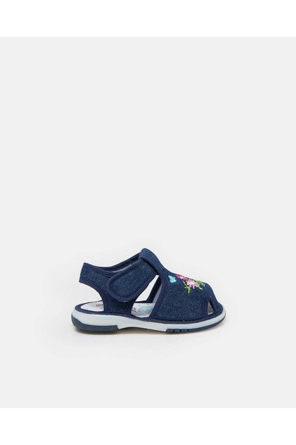 Girls Denim Embroidered Sandals