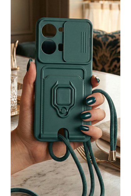 Phone Case with Neck Strap and Ring Stand Compatible for Vivo Y35