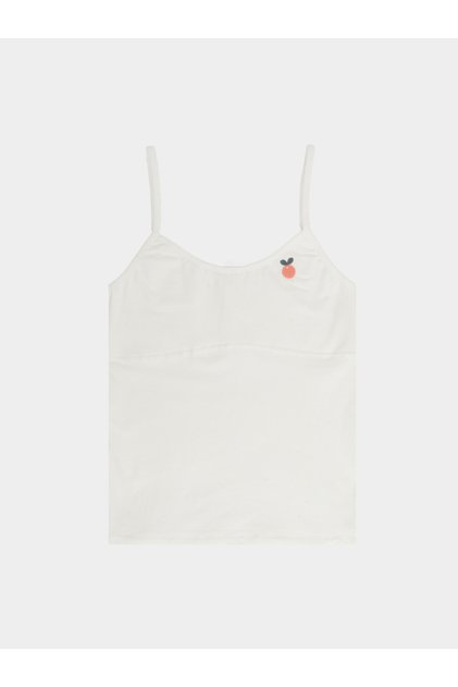 Girls White Cotton Embroidered Vest