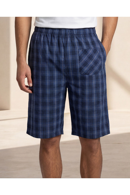 Men Navy Woven Pyjama Shorts