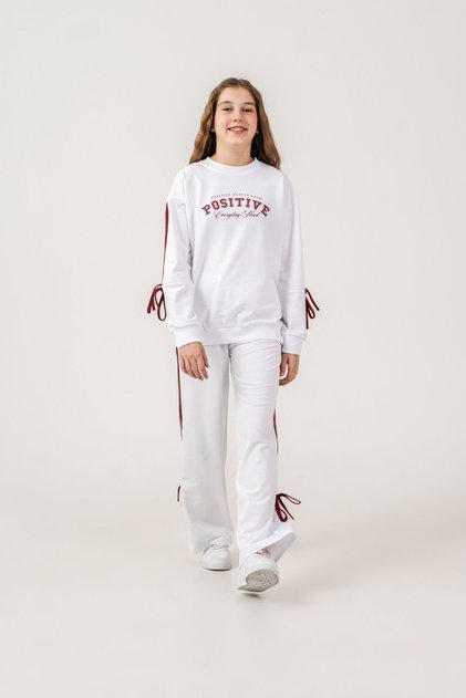 Positive Printed Top Sleeves Piped Bottom Piped Girls Shorts - T-Shirt Set