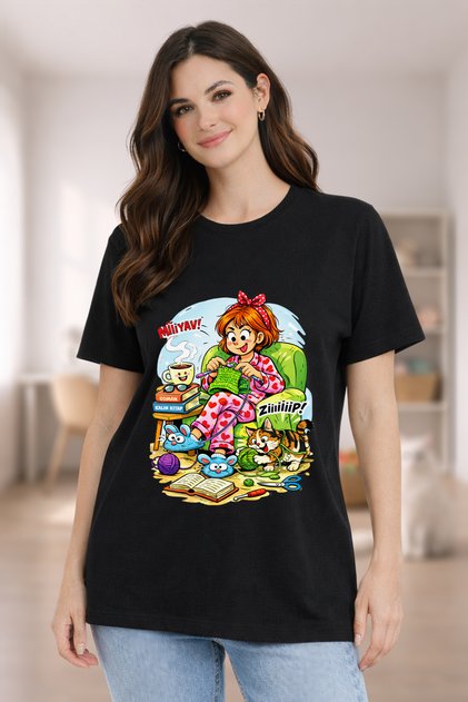 Knitting Sewing Enthusiasts Hobby Special Printed Unisex T-Shirt – Oversized Cut 100% Cotton T-Shirt