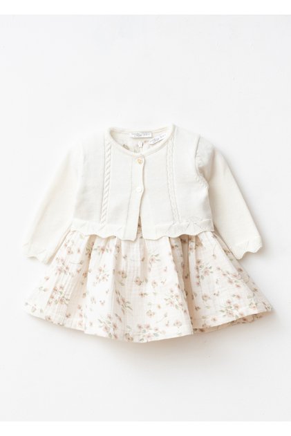 Lace-Like Knit Mini Cardigan with Hair Braided Skirt