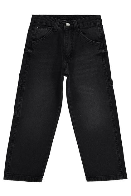 Yan Pocketed Baggy Fit 10-13 Years Old Pants Jeans - Black 12-13 Years Old