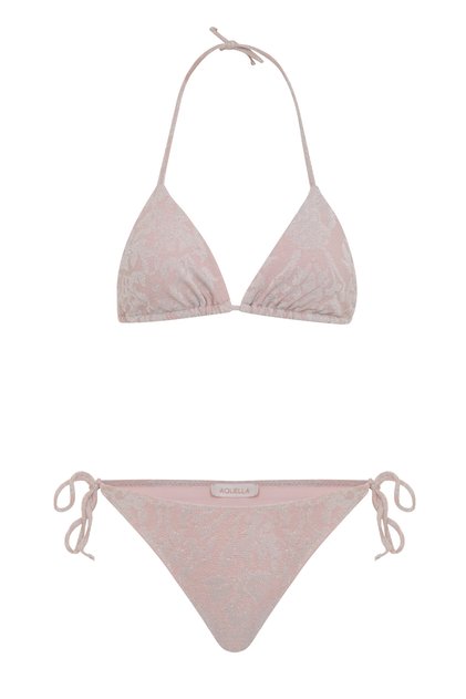Textured Glittery powder triangle bikini set