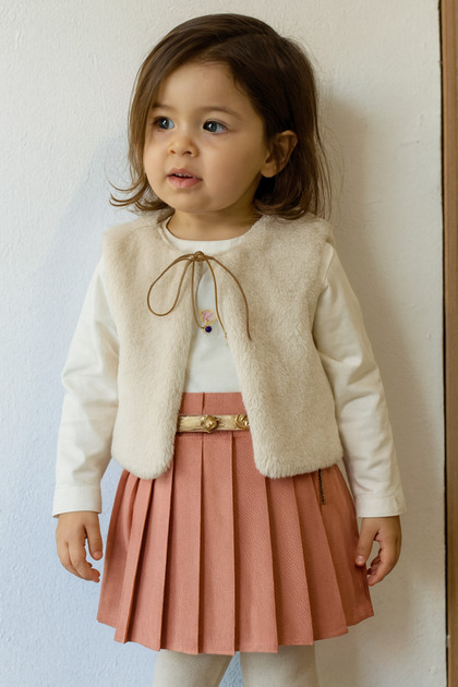 Girl's 3-Piece Set Skirt Vest Embroidered Blouse 100% Cotton Soft Eid Holiday Set