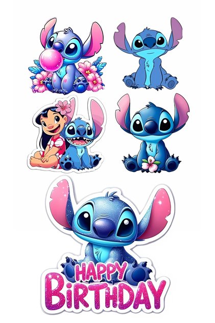 Stitch Yenilebilir Pasta Süsü - Stitch Pasta Resmi ve Baskısı Yenilebilir Kağıt - Pasta Süsü