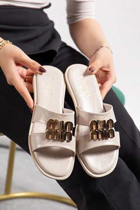 花 Miu ZSHOES Rose MIU Kırışık Rugan Ortopedik Kadın Terlik - Fiyatı