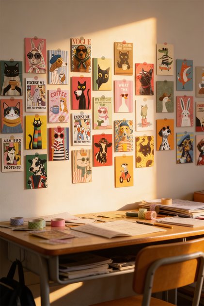 Modern Estetik Poster Seti Animal Team 36 Parça Çerçevesiz - Kalın Kuşe Kağıt