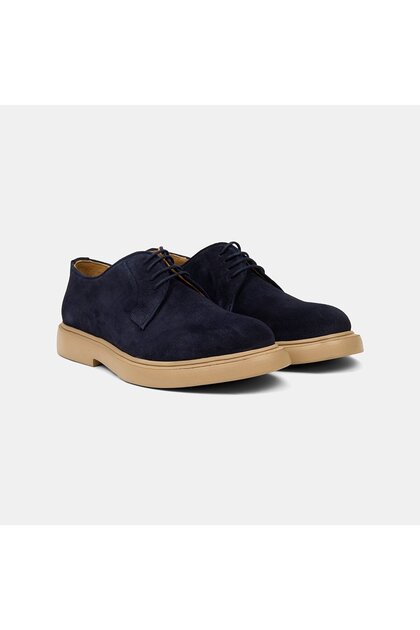 Men's Navy Blue Lace-Up Suede Classic Shoes