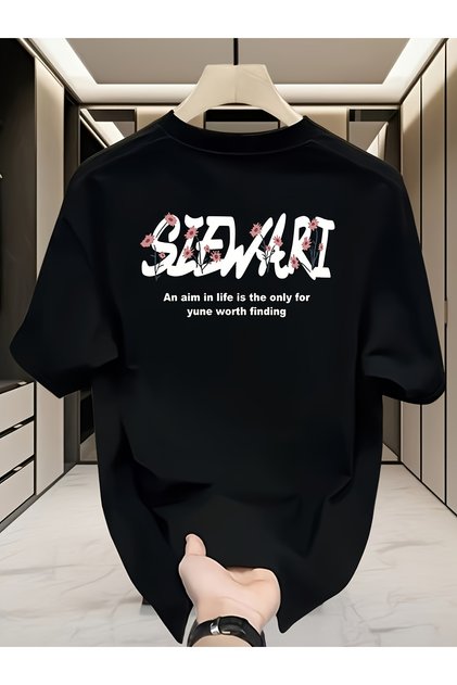 Unisex Men's Mix Printed Oversized Crew Neck T-Shirt Relaxed Fit