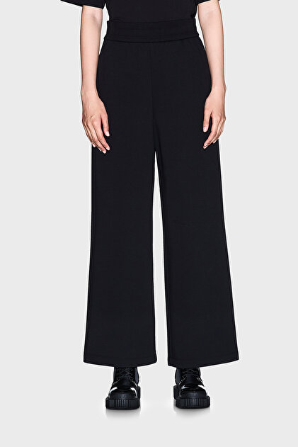 Armani Exchange Cotton Lu Regular Fit High Waist Wide Leg Trousers