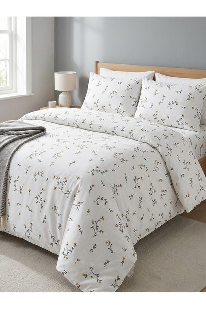 Premium Double Size King Size 100% Natural Cotton Bedding Set with Zippered Elastic Fitted Sheet
