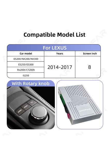 With Knob Wireless CarPlay for Lexus NX RX IS ES GS RC CT LS LX LC UX GX, 2012-2022 Android Auto Mir