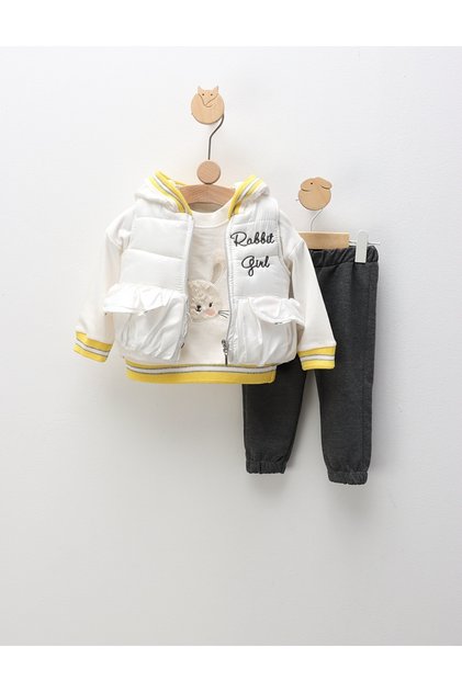 Compleu cu vesta, Rabbit Girl, alb-galben