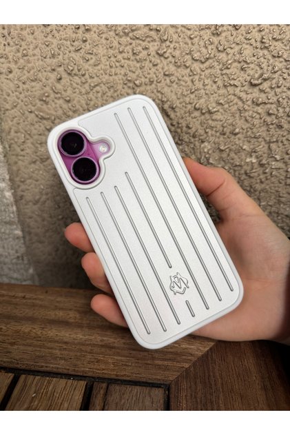Premium Çi Striped Zel Silver Phone Case Compatible with iPhone 16