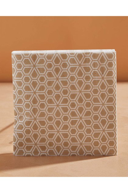 Beige Floral Paper Napkins 20 Piece