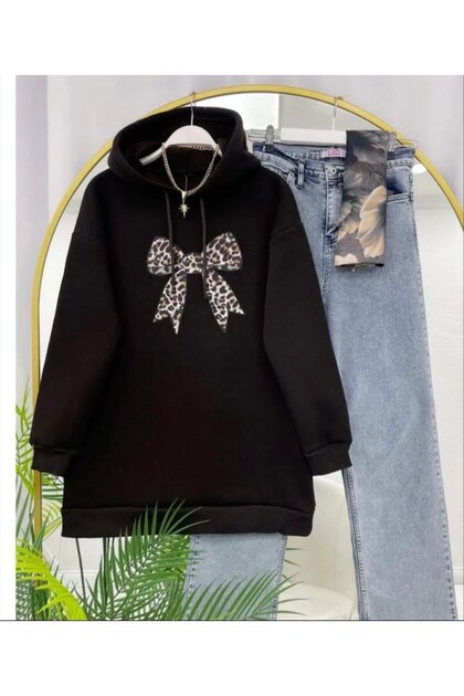 Women's Leopard Bow Printed Sweatshirt Brown