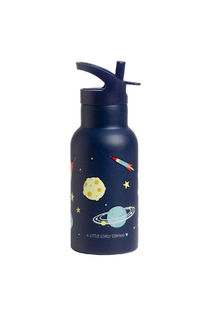 Sticlă de apă copii din oțel inoxidabil, Space, A Little Lovely Company, 350 ml, 6 luni+