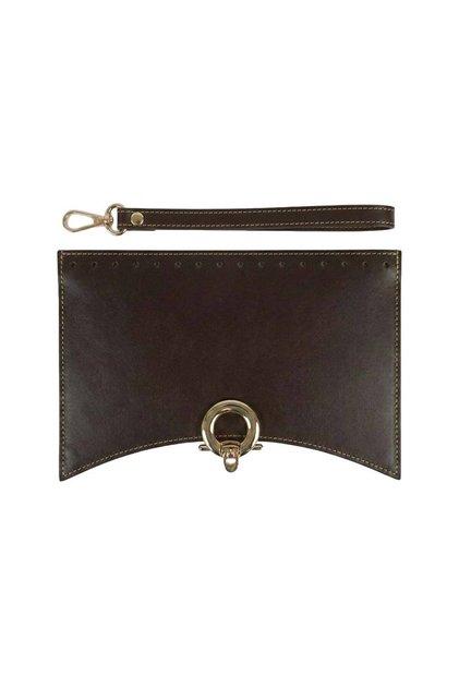 Faux Leather Bag Cover Set with Gold Accessories - Brown