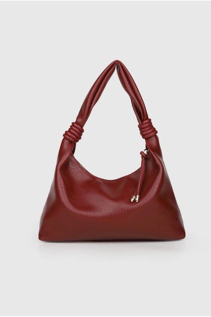 Women's Burgundy Knot Handle Shoulder and Hand Bag Daily Stylish Medium Size