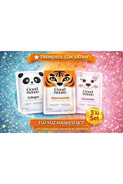 Good Sense 3'lü Hayvan Serisi Kağıt Yüz Maskesi Seti Panda Kolajen