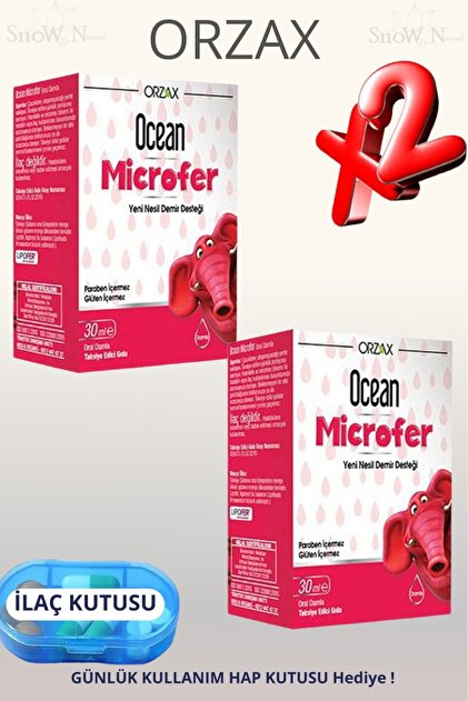 Microfer 30 ml Damla Çocuklar İçin Yeni Nesil Demir Desteği 2 ADET + Hap Kutusu Hediye