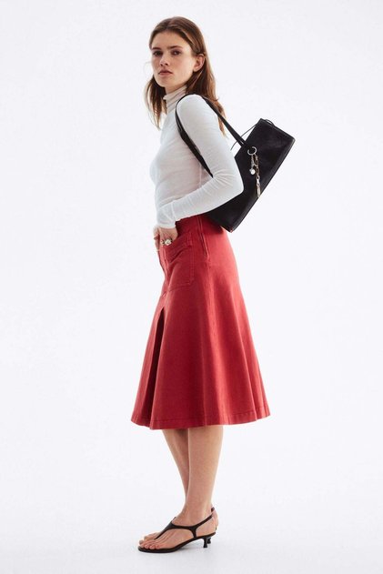 A-line twill skirt