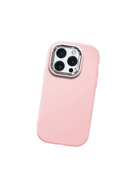 iPhone 15 Pro Compatible Camera Protected Pink Soft Silicone Phone Case Patterned