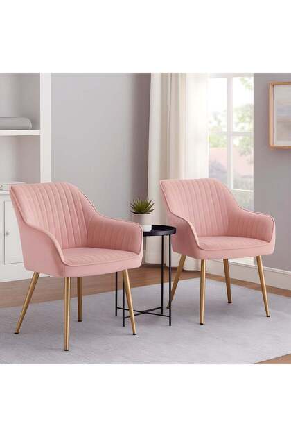Set de 2 scaune ergonomice Elindor®, design contemporan, lățime șezut 49 cm, 55,5 x 43 x 83 cm, roz