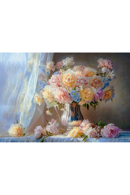 Puzzle 1500 piese - Art Collection - Pastel Peonies (Castorland-152278)