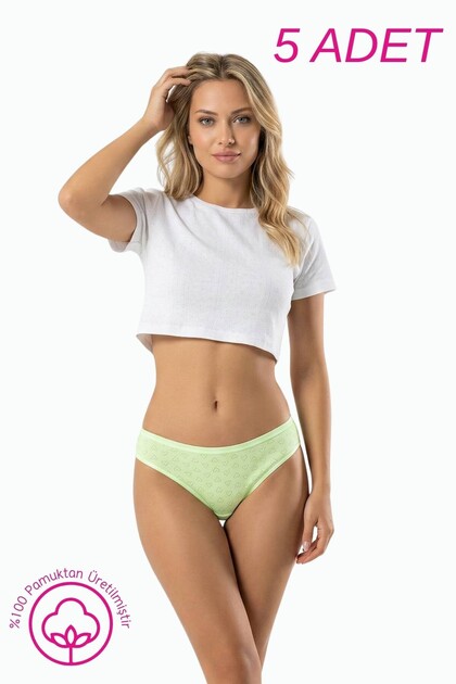 100% Cotton Piece Women's Bikini Panties with Hearts - Premium Cotton Series