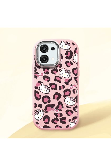 Oppo A6 Pro 4G/5G Compatible Shock-Absorbing Camera Protected Pink Silicone Case Kitty