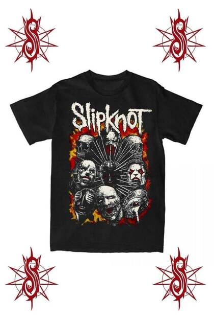 Köstebek Siyah Slipknot Members Gotik Y2K Unisex T-shirt - Fiyatı