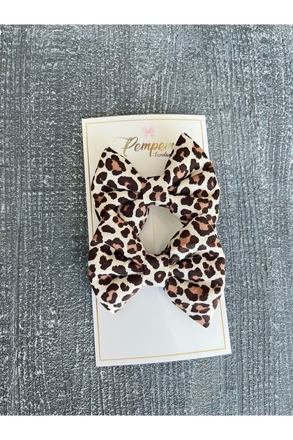 Girl's 2-Piece Large Size Patterned Fluffy Bow Clip Buckle