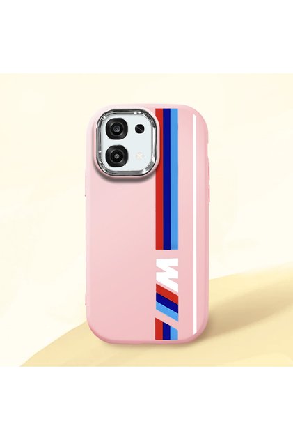 Oppo A6 Pro 4G/5G Compatible Shock-Absorbing Camera Protected Pink Silicone Case Bmw Patterned
