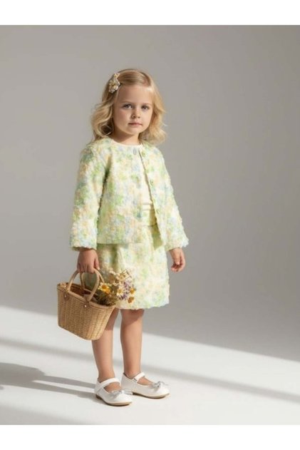 Girl's Floral Embroidered Skirt Suit