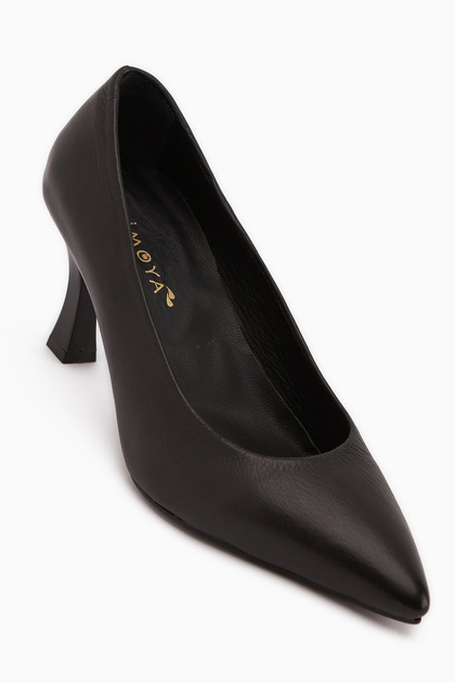 Clarry Genuine Leather Black Women Heeled Shoes