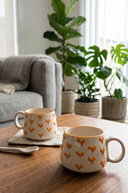 2' Heart Pattern Ceramic Mug Cup Decorative Coffee Tea Cup Aesthetic Cute Gift Mug