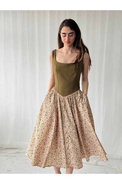 Retrobird 50S Belle Corset Midi Dress Women Cream- Trendyol