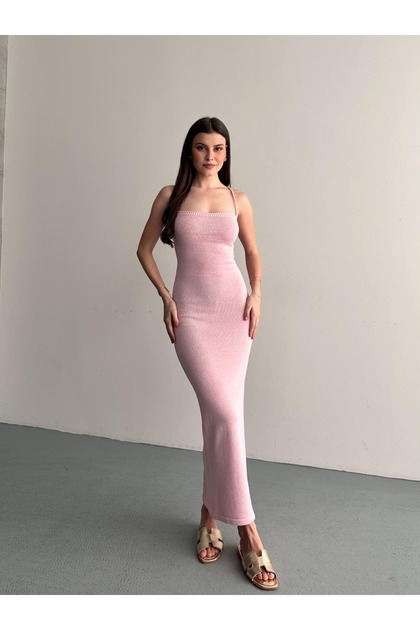Back Strap with Crisscross Straps Laces Knit Dress