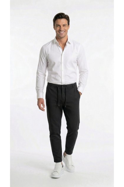 Men's Black Color Quality Pants Stretchy Stretch Fabric Ankle-Length Jogger Pants Woven Back Pocketed